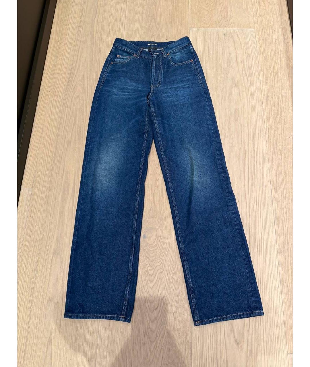 SAINT LAURENT Синие хлопковые прямые джинсы, фото 5
