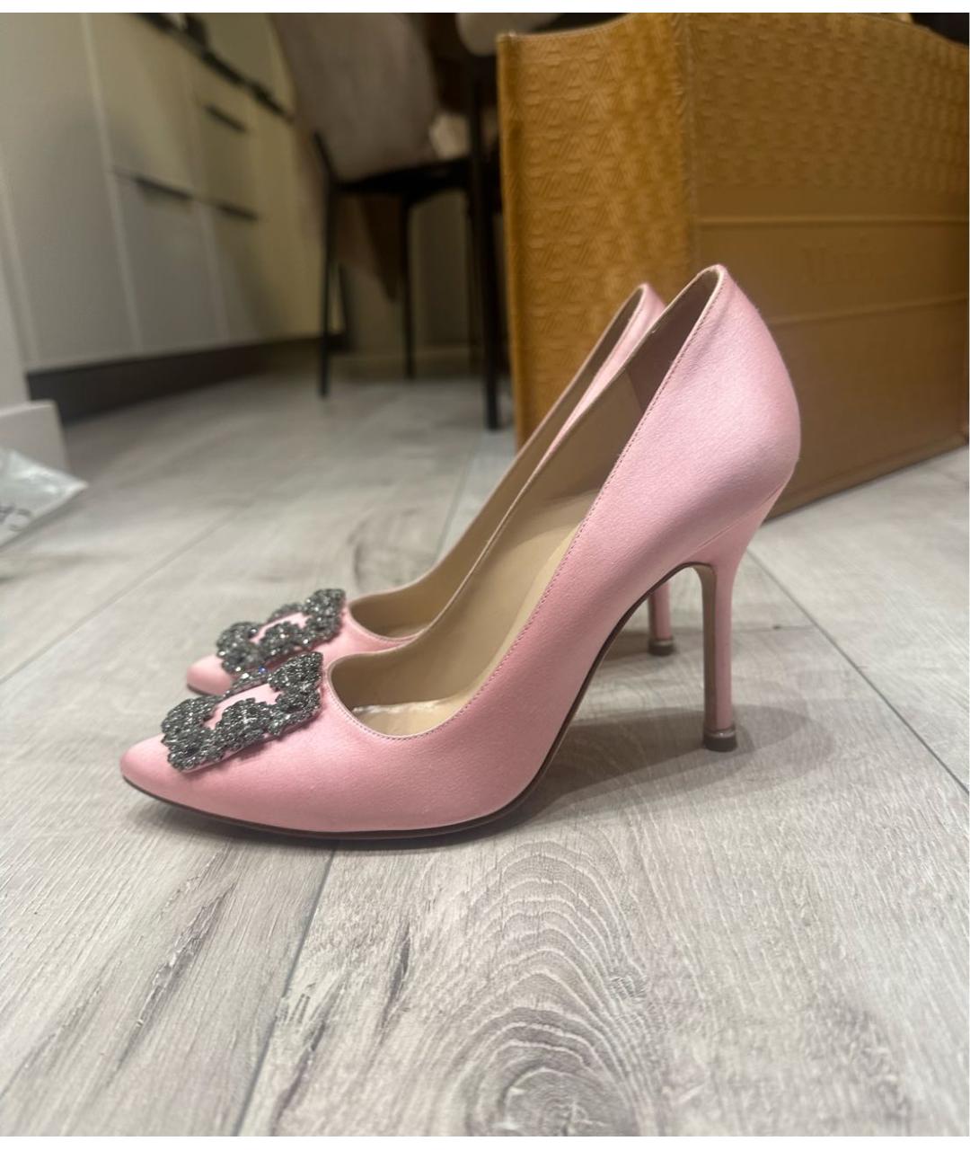 MANOLO BLAHNIK Розовые текстильные туфли, фото 9
