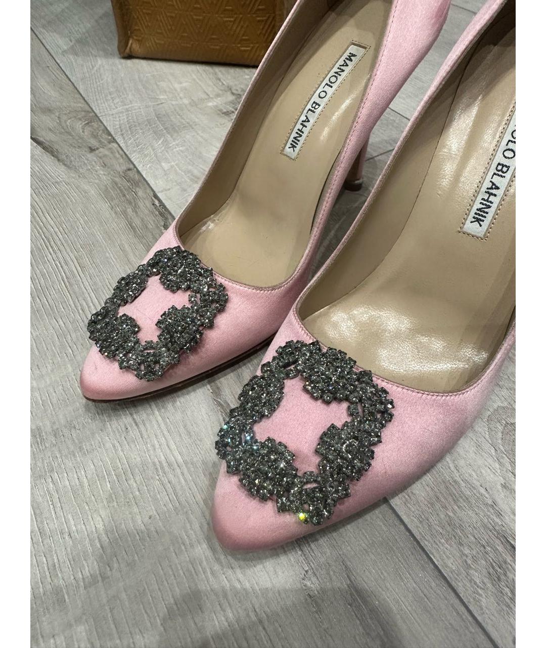 MANOLO BLAHNIK Розовые текстильные туфли, фото 2