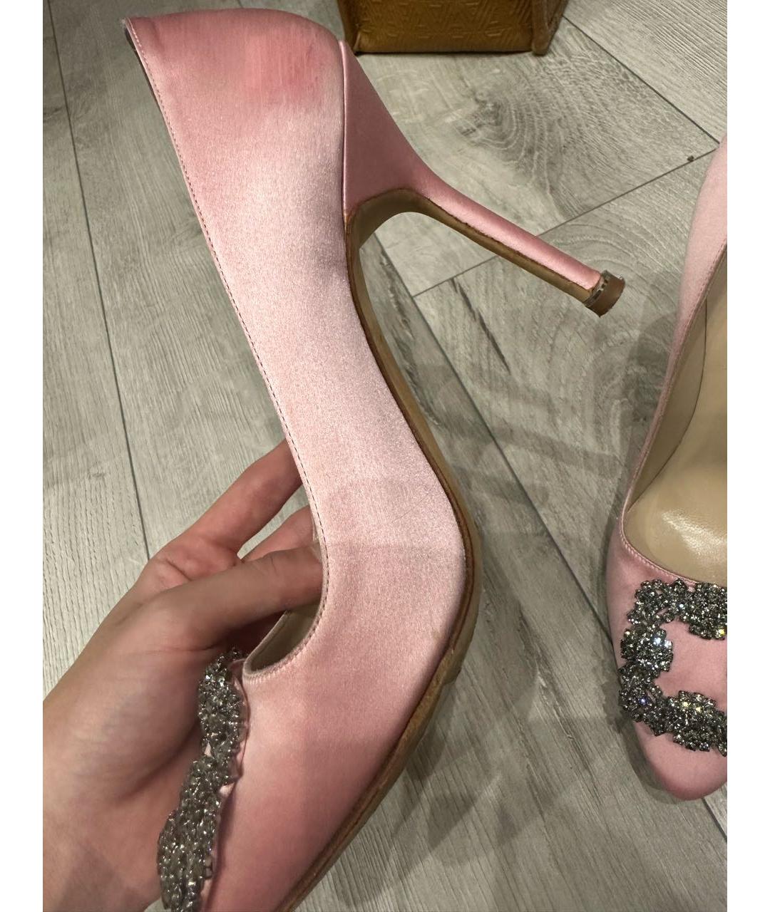 MANOLO BLAHNIK Розовые текстильные туфли, фото 6
