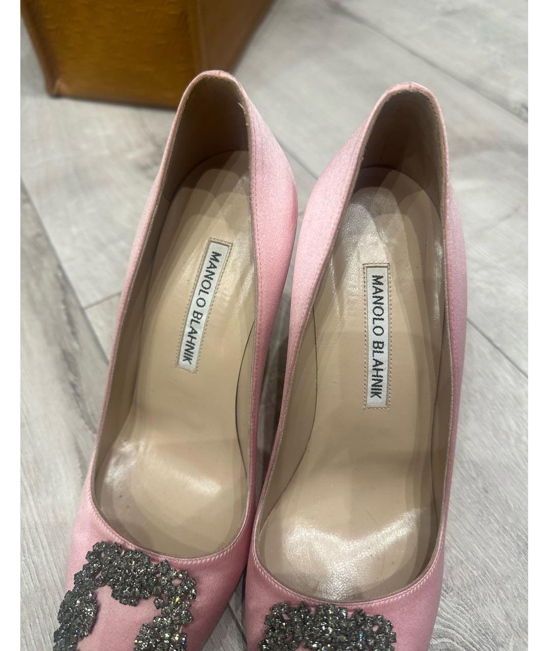 MANOLO BLAHNIK Розовые текстильные туфли, фото 3