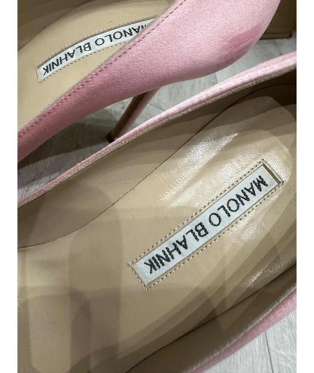MANOLO BLAHNIK Розовые текстильные туфли, фото 7