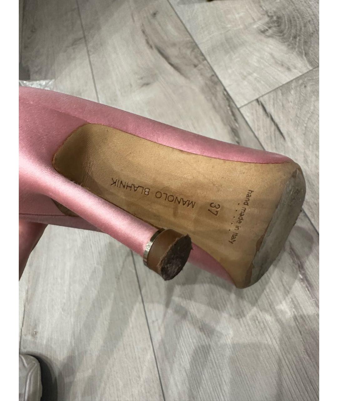 MANOLO BLAHNIK Розовые текстильные туфли, фото 4
