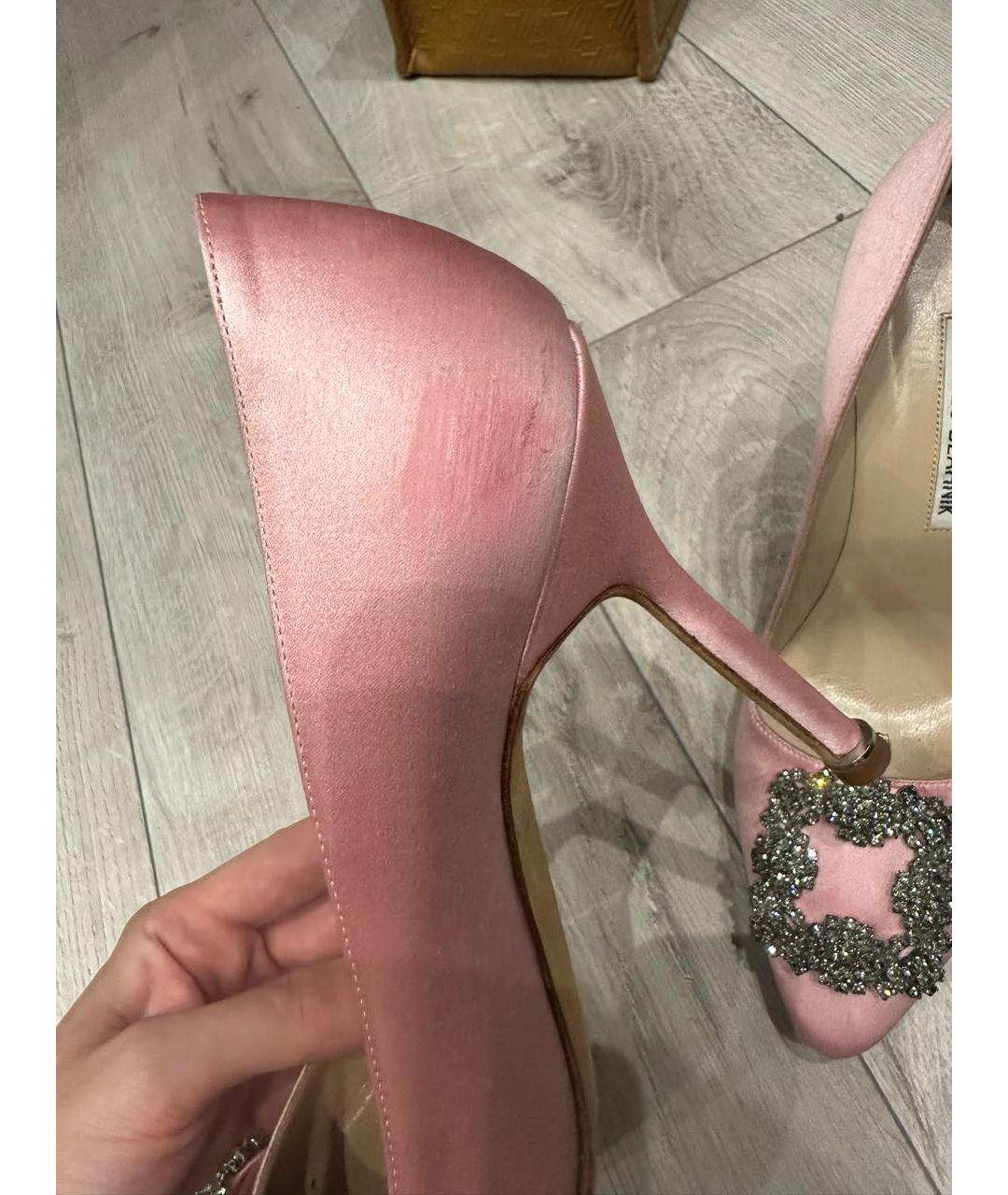 MANOLO BLAHNIK Розовые текстильные туфли, фото 8