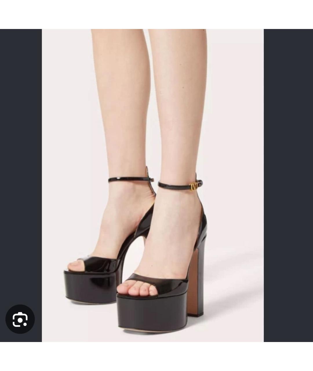 VALENTINO Черные босоножки из лакированной кожи, фото 7