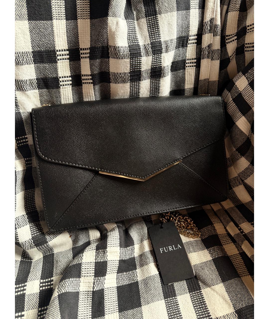 FURLA Черная кожаная сумка через плечо, фото 6