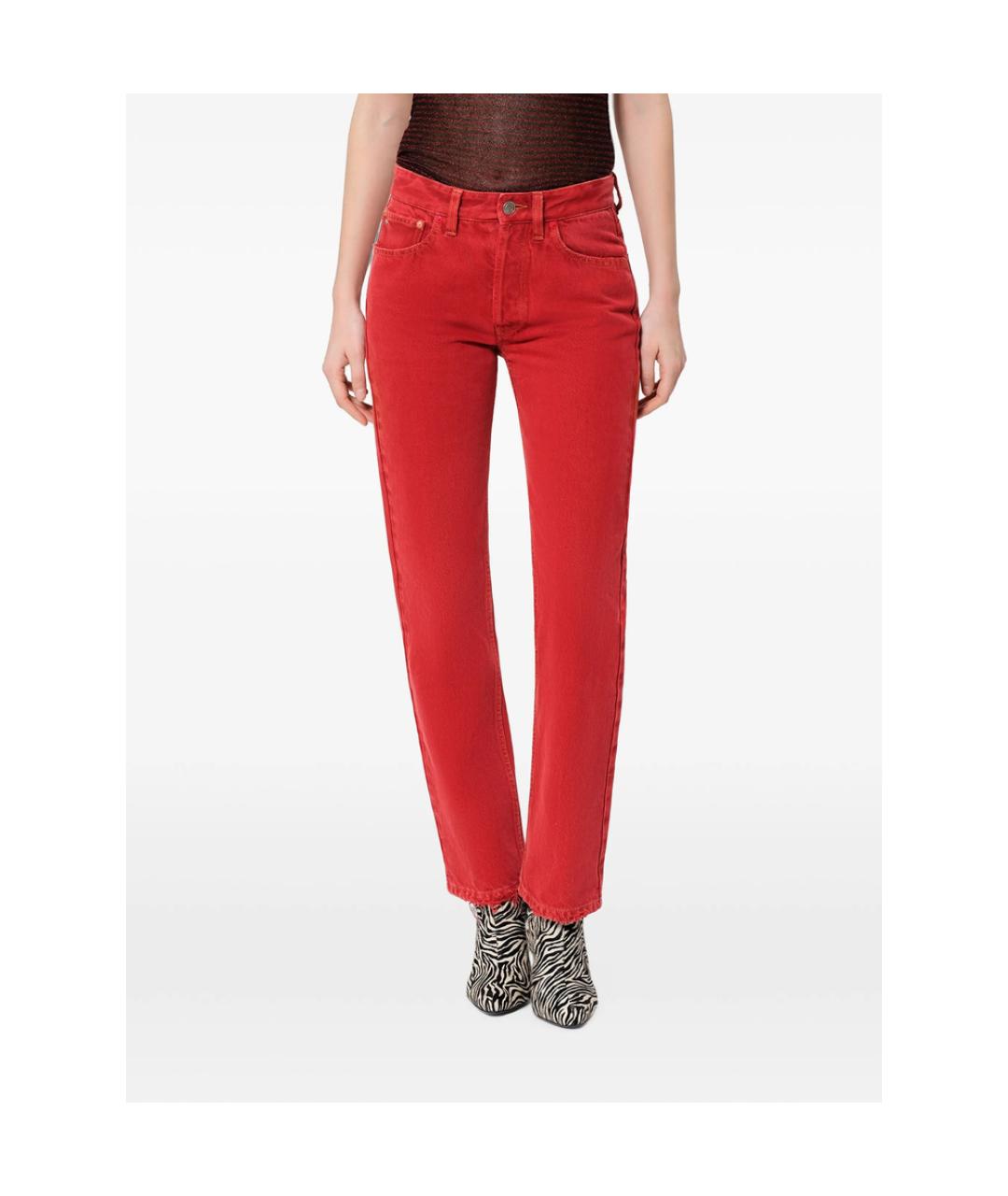 ISABEL MARANT Красные хлопковые прямые брюки, фото 3