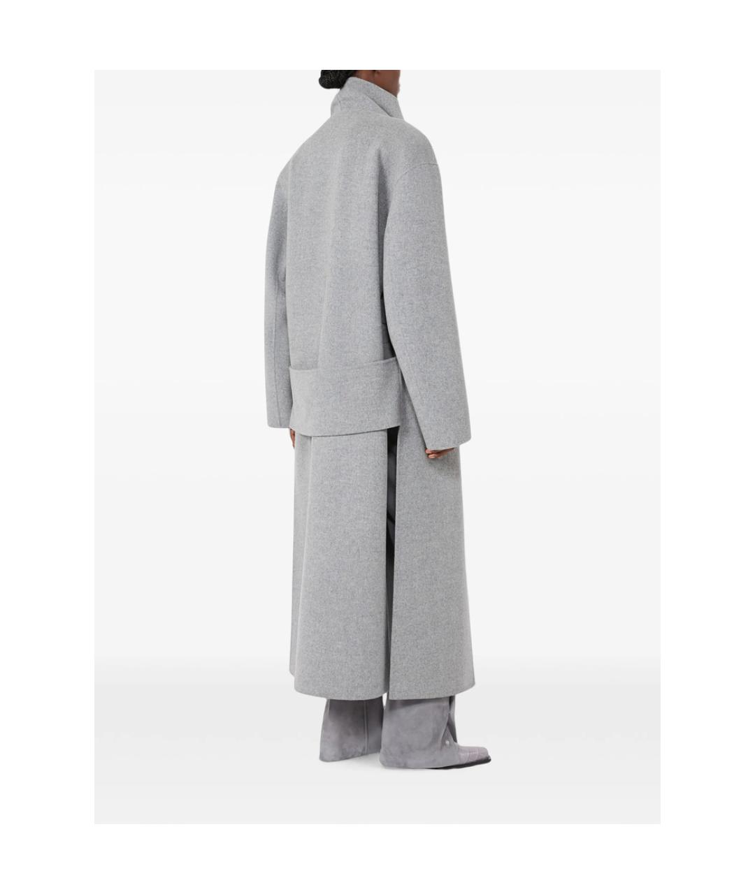 SPORTMAX Серое шерстяное пальто, фото 3