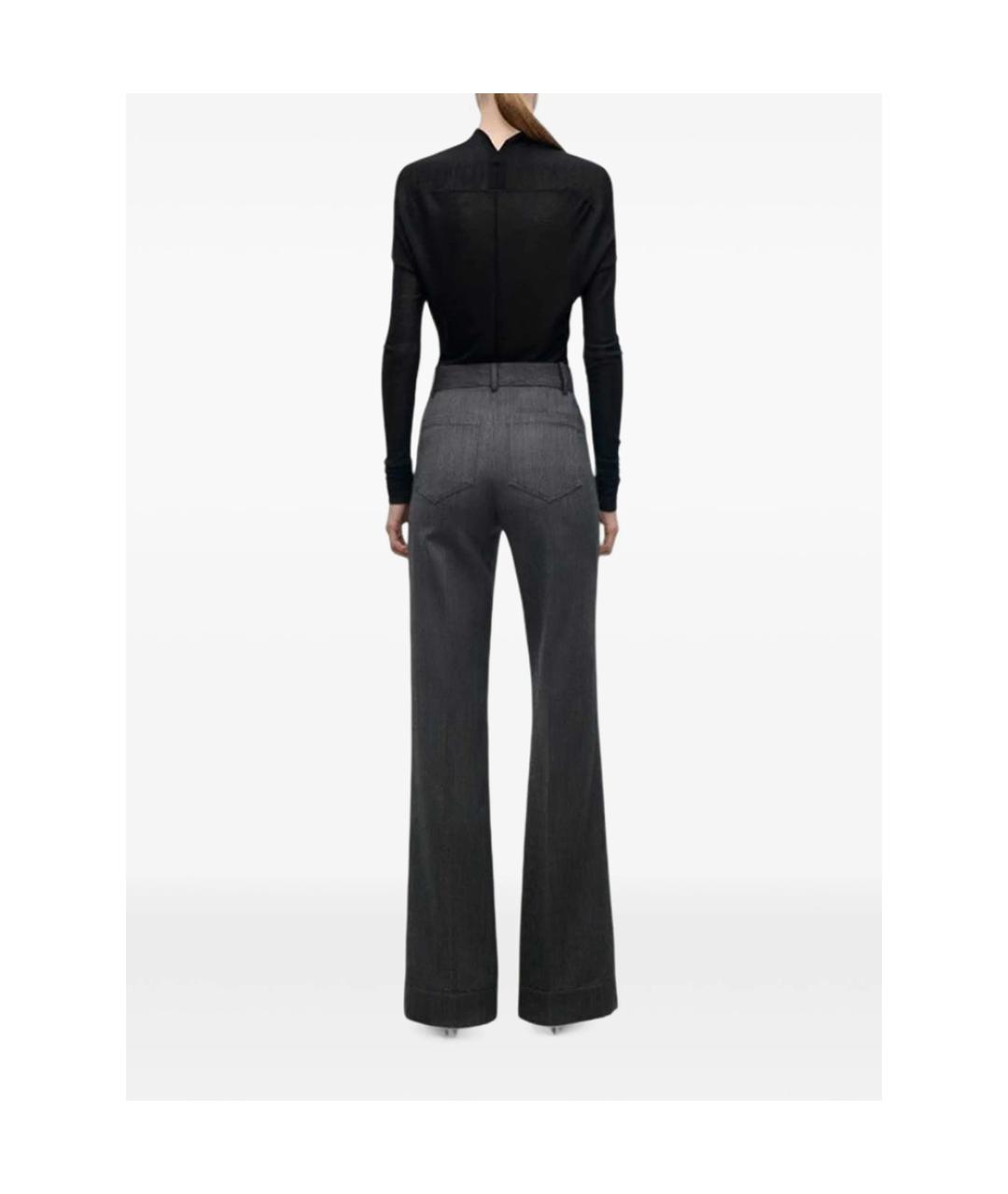 VICTORIA BECKHAM Серые шерстяные прямые брюки, фото 2