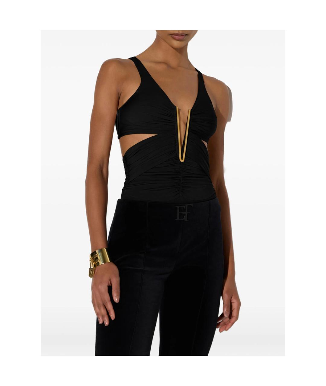 ELISABETTA FRANCHI Черное вискозное боди, фото 4