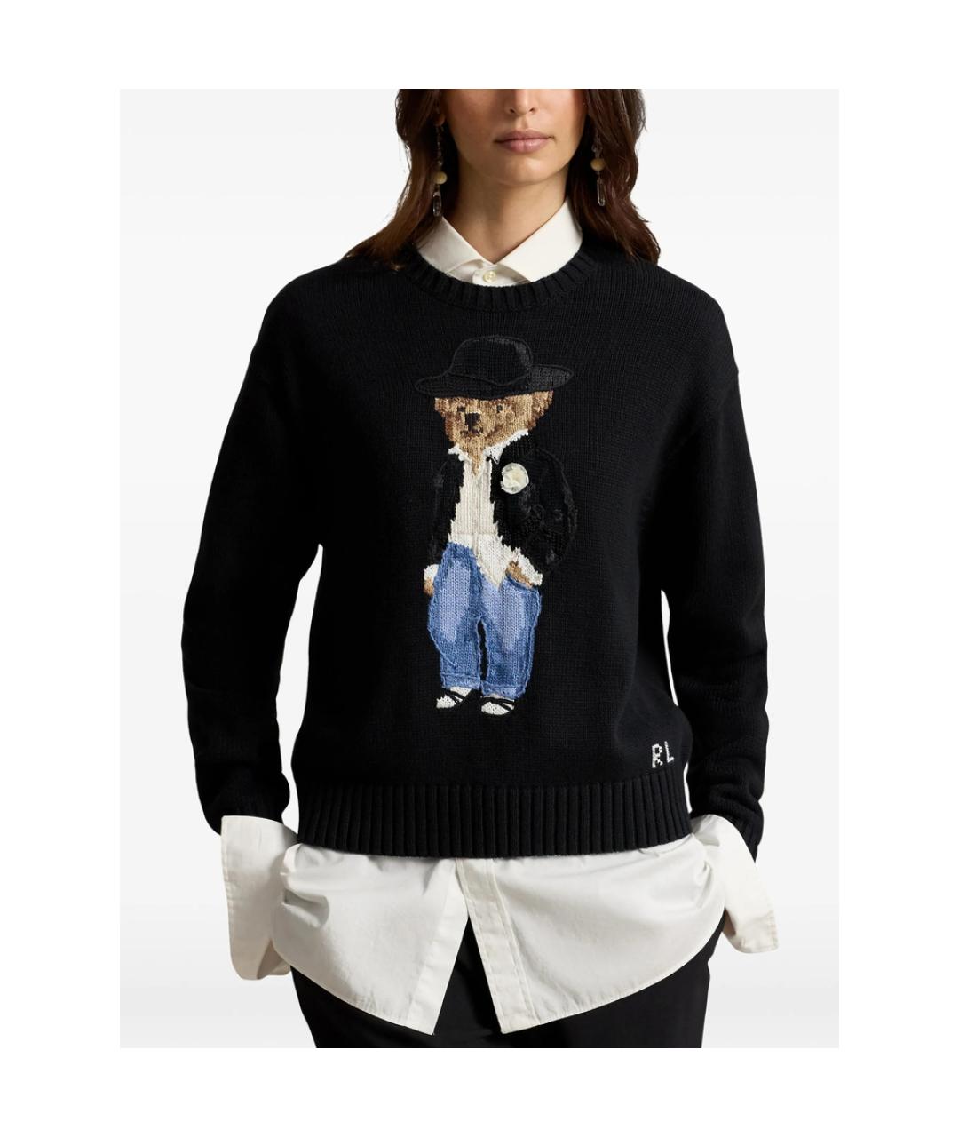 RALPH LAUREN Черный хлопковый джемпер / свитер, фото 4