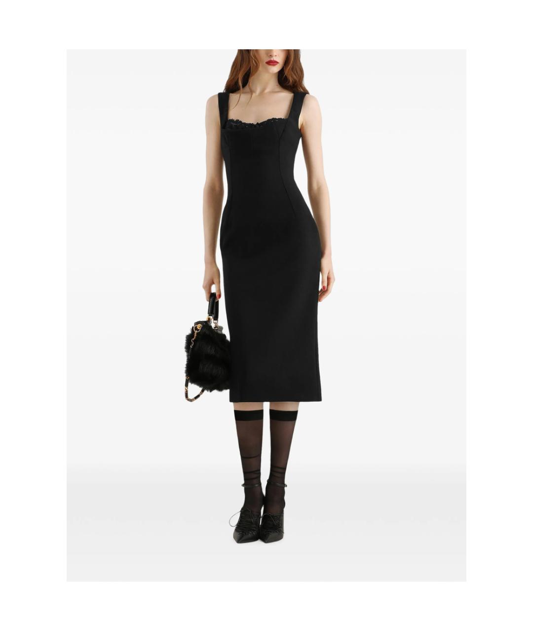 DOLCE&GABBANA Черное шерстяное коктейльное платье, фото 4