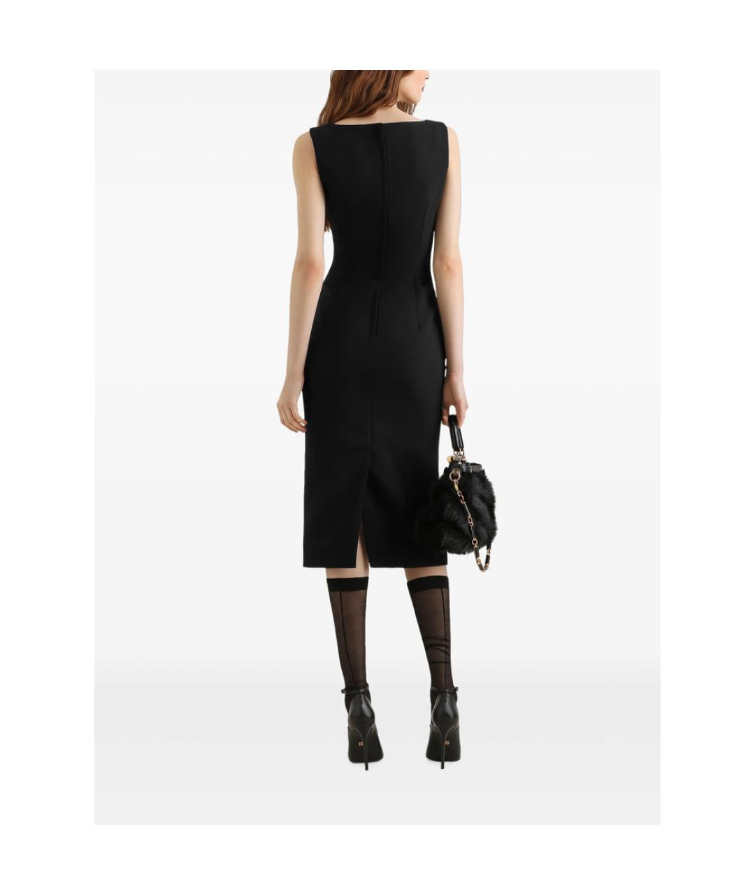 DOLCE&GABBANA Черное шерстяное коктейльное платье, фото 2