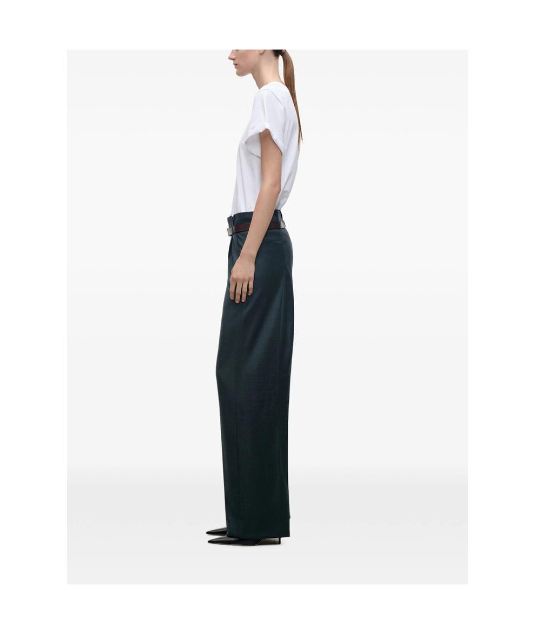VICTORIA BECKHAM Зеленые шерстяные прямые брюки, фото 4