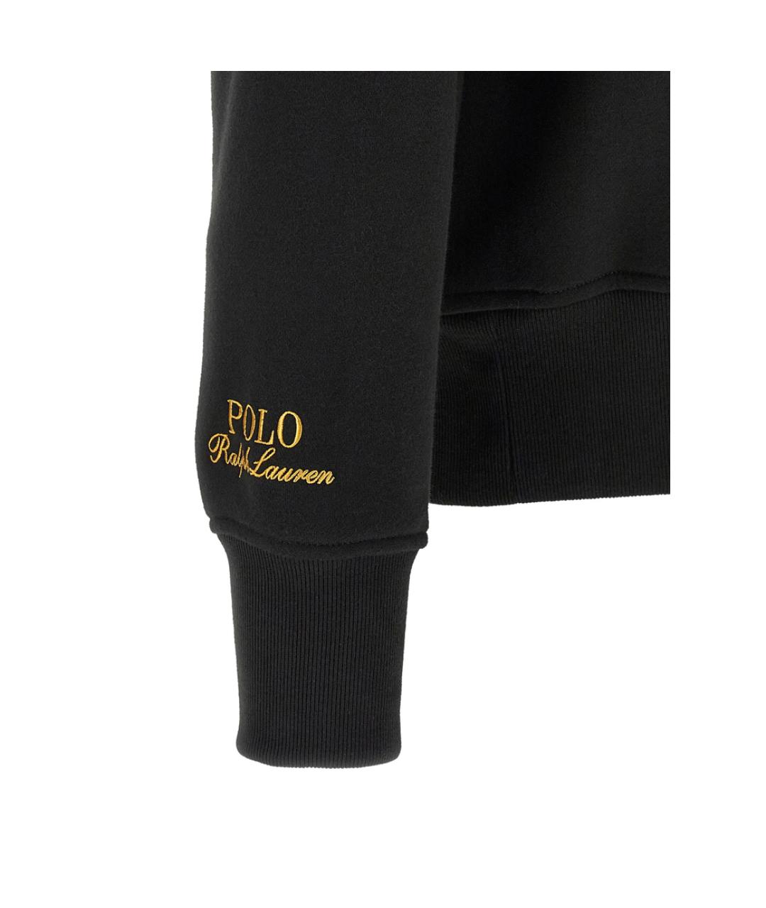 RALPH LAUREN Черное хлопко-полиэстеровое поло с длинным рукавом, фото 4