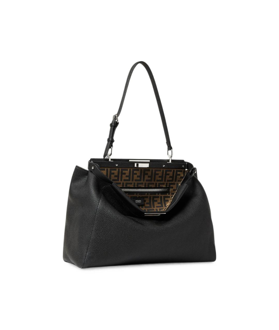 FENDI Черная кожаная сумка тоут, фото 2