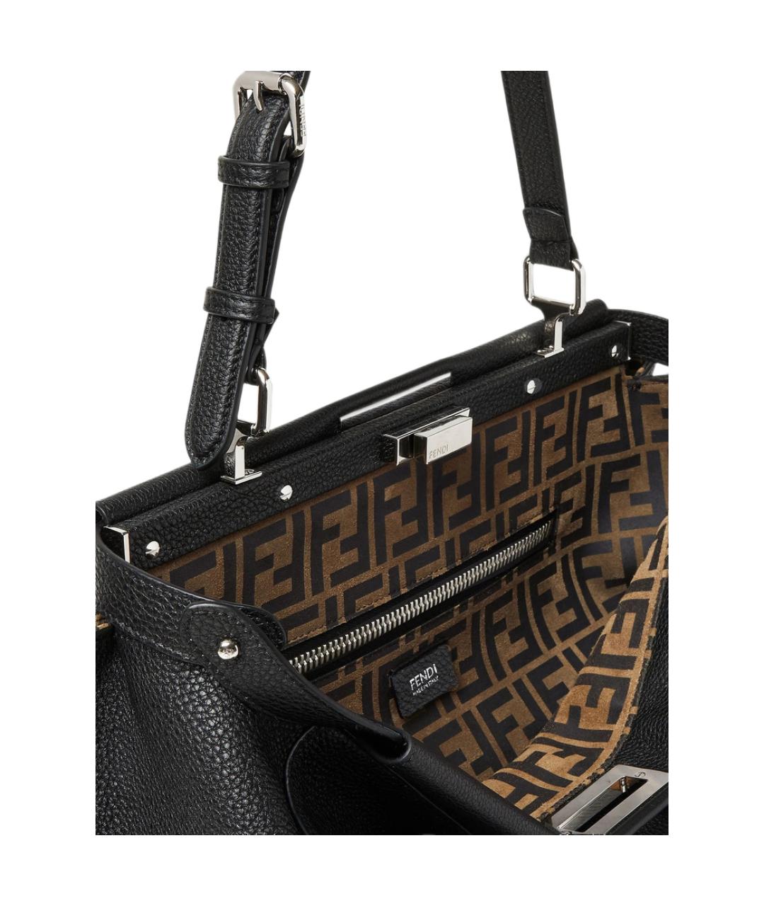 FENDI Черная кожаная сумка тоут, фото 5