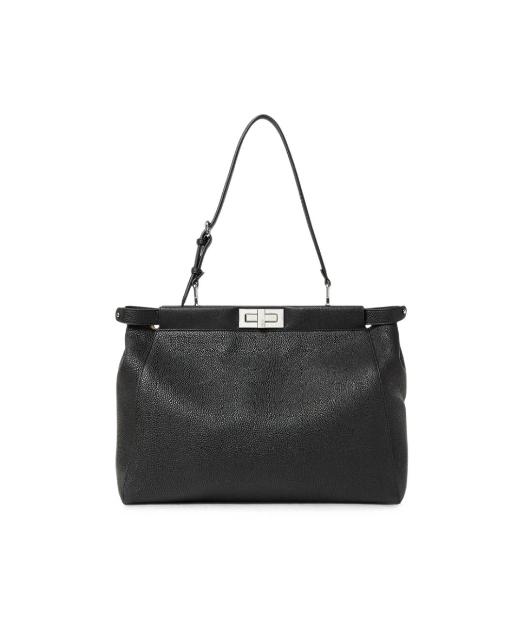 FENDI Черная кожаная сумка тоут, фото 6