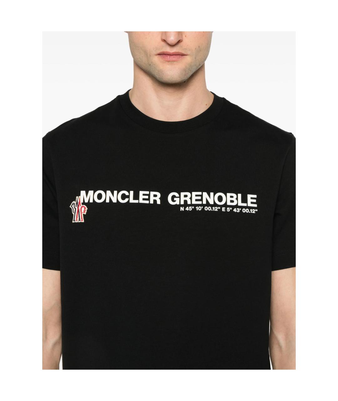 MONCLER GRENOBLE Черная хлопковая футболка, фото 4