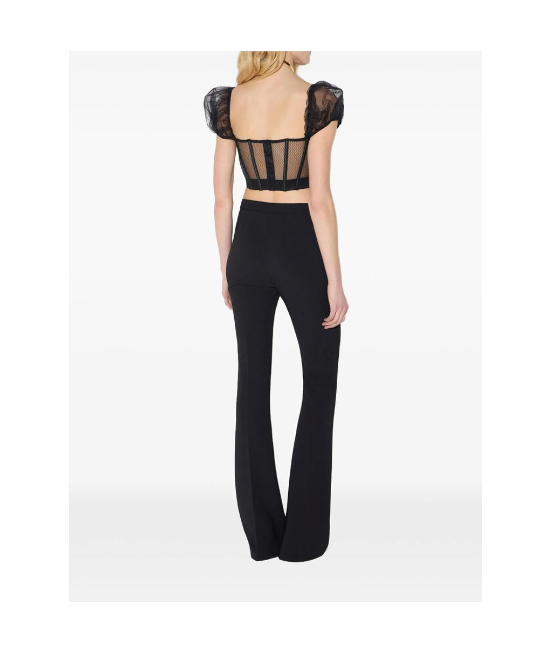 ELISABETTA FRANCHI Черные полиэстеровые прямые брюки, фото 5