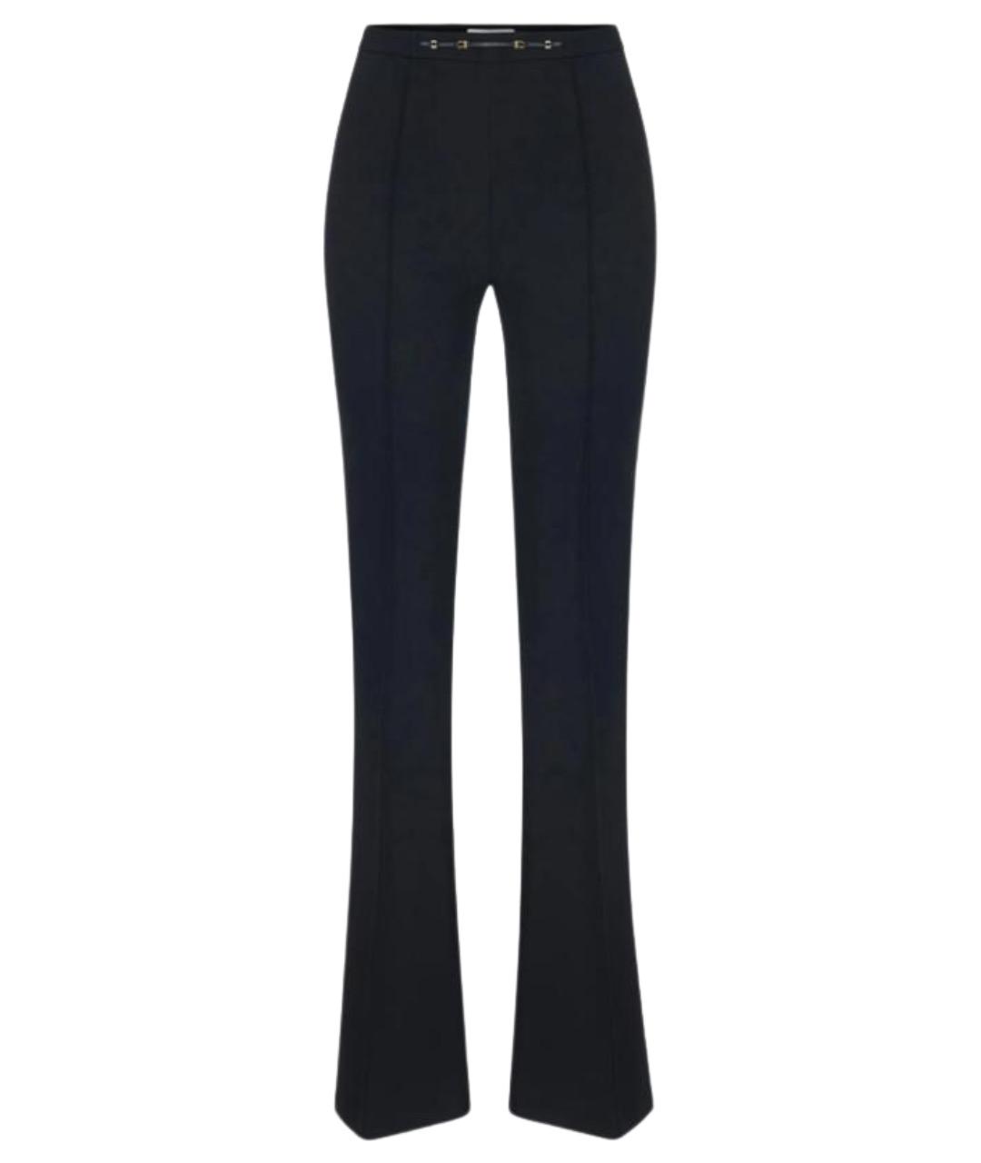 ELISABETTA FRANCHI Черные полиэстеровые прямые брюки, фото 1