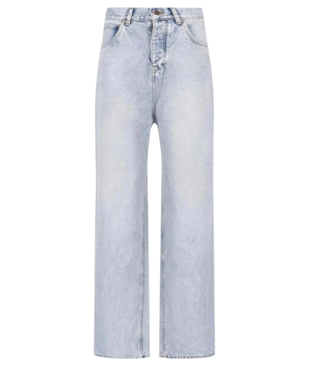BALENCIAGA Голубые хлопковые прямые джинсы, фото 1