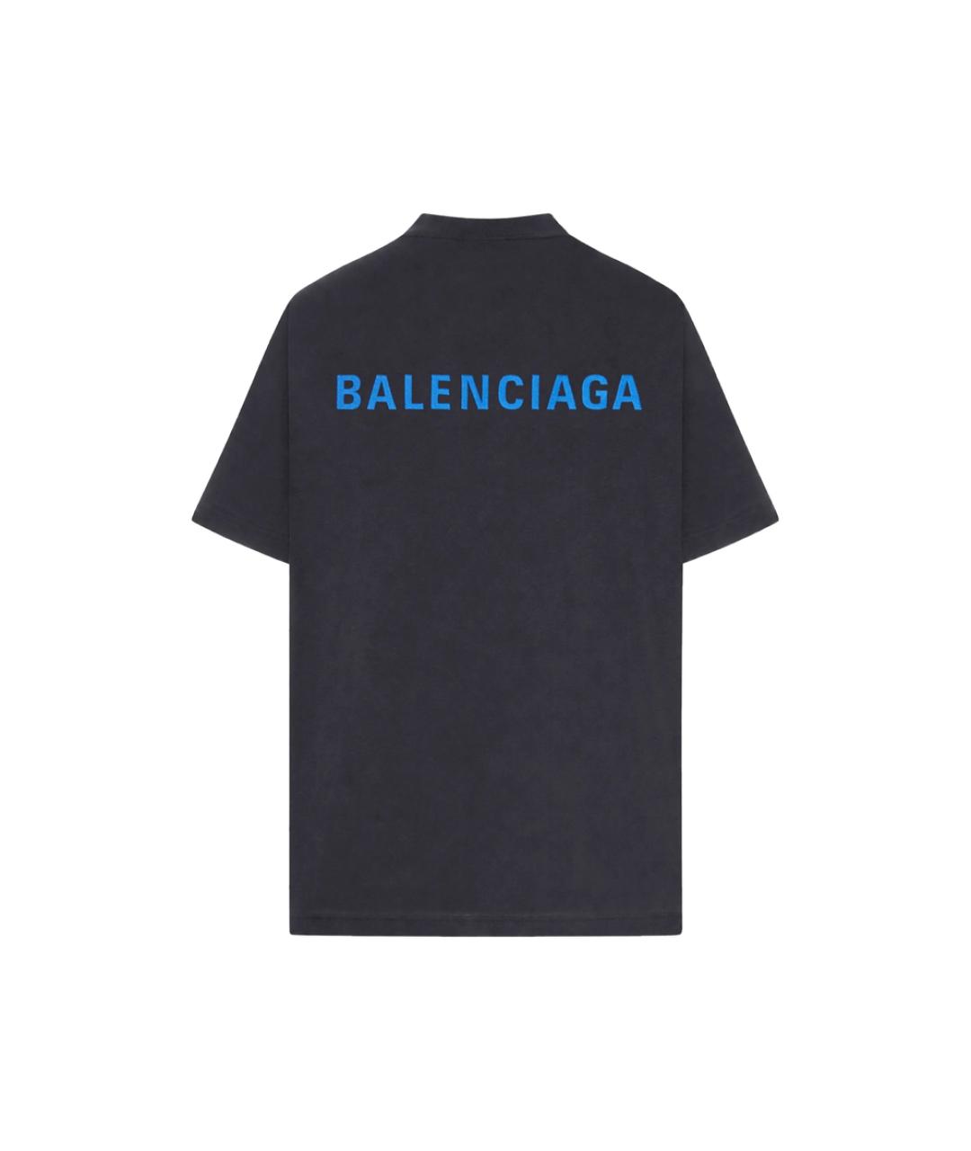 BALENCIAGA Черная хлопковая футболка, фото 2