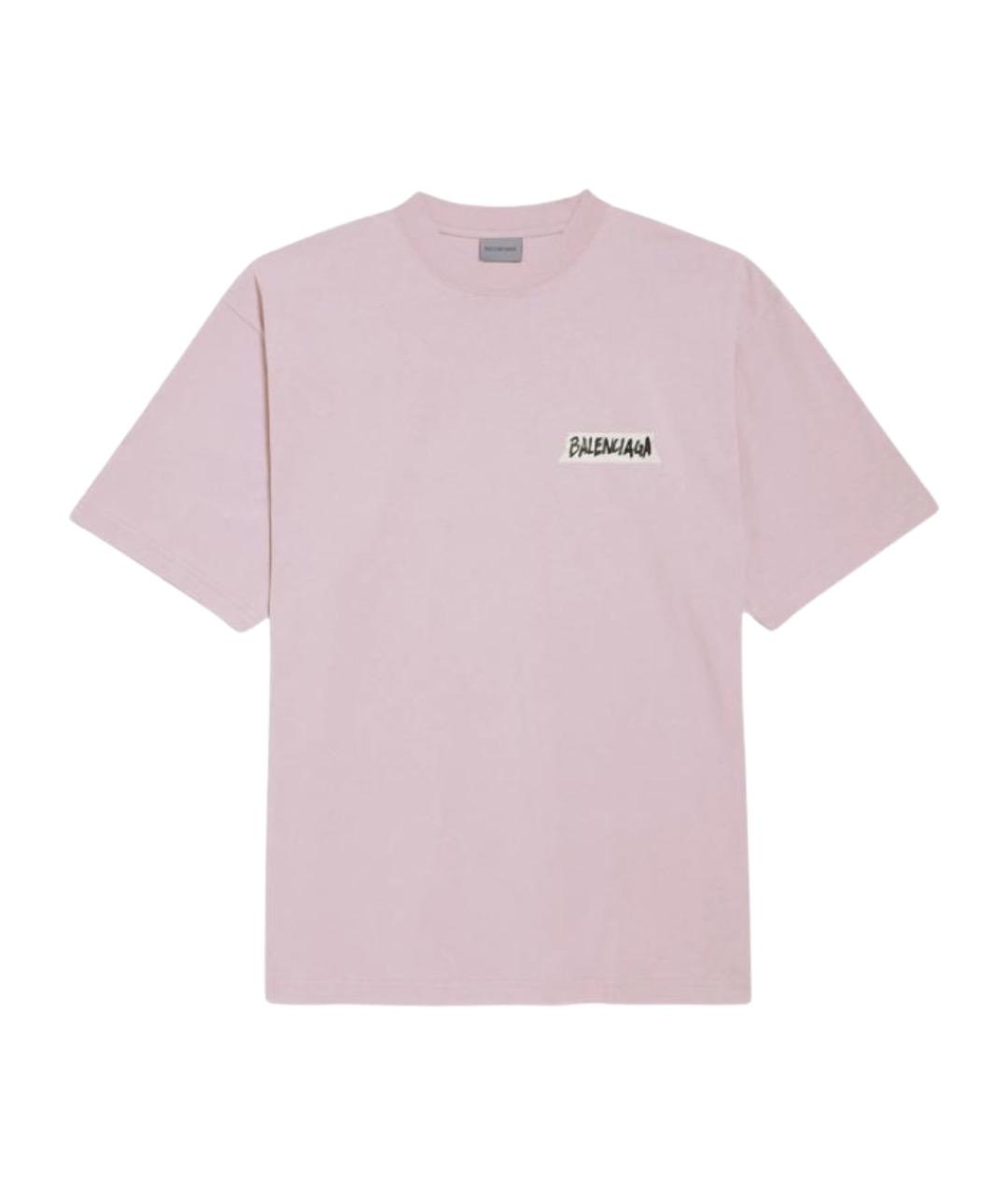 BALENCIAGA Розовая хлопковая футболка, фото 1