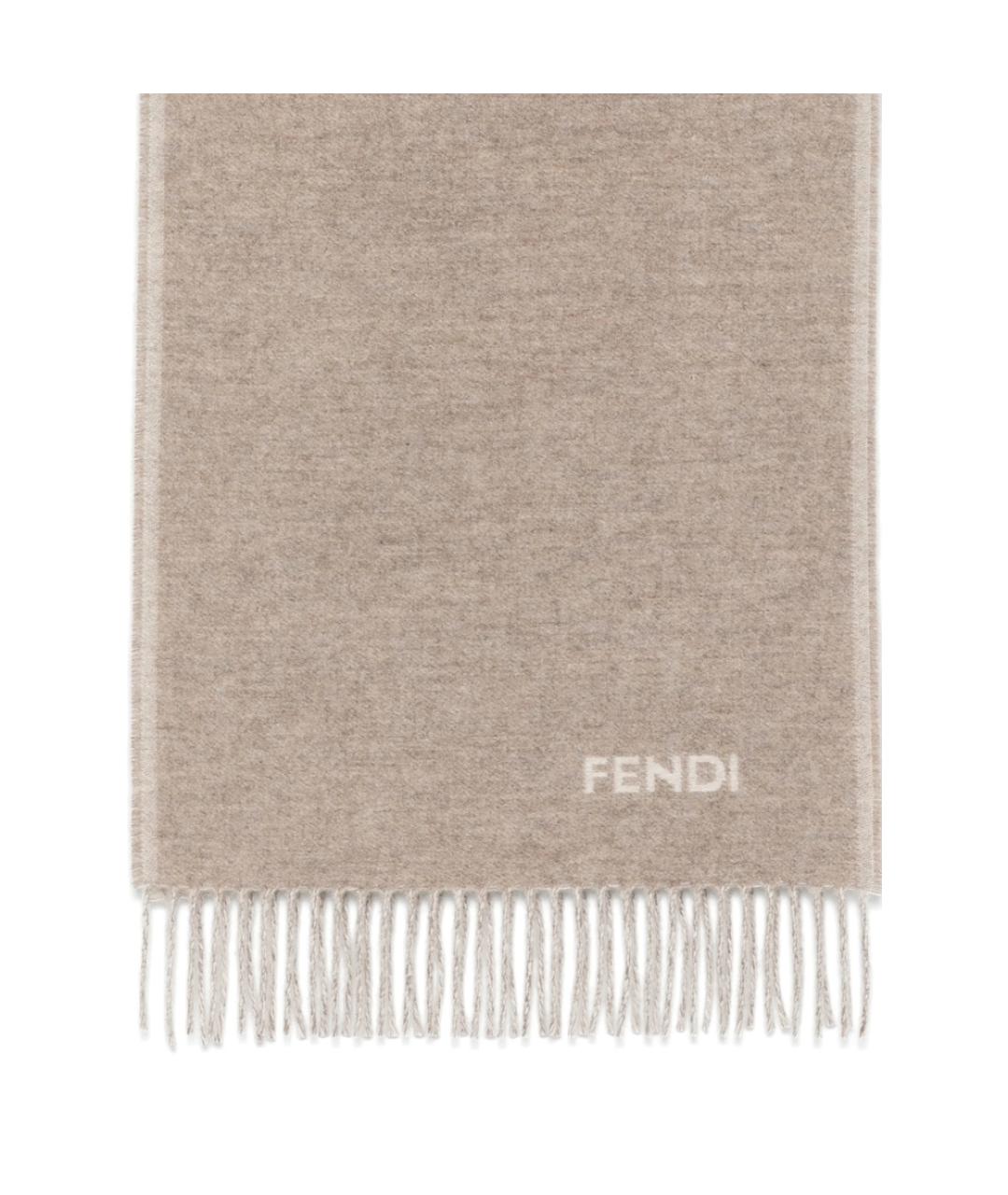 FENDI Бежевый кашемировый шарф, фото 3