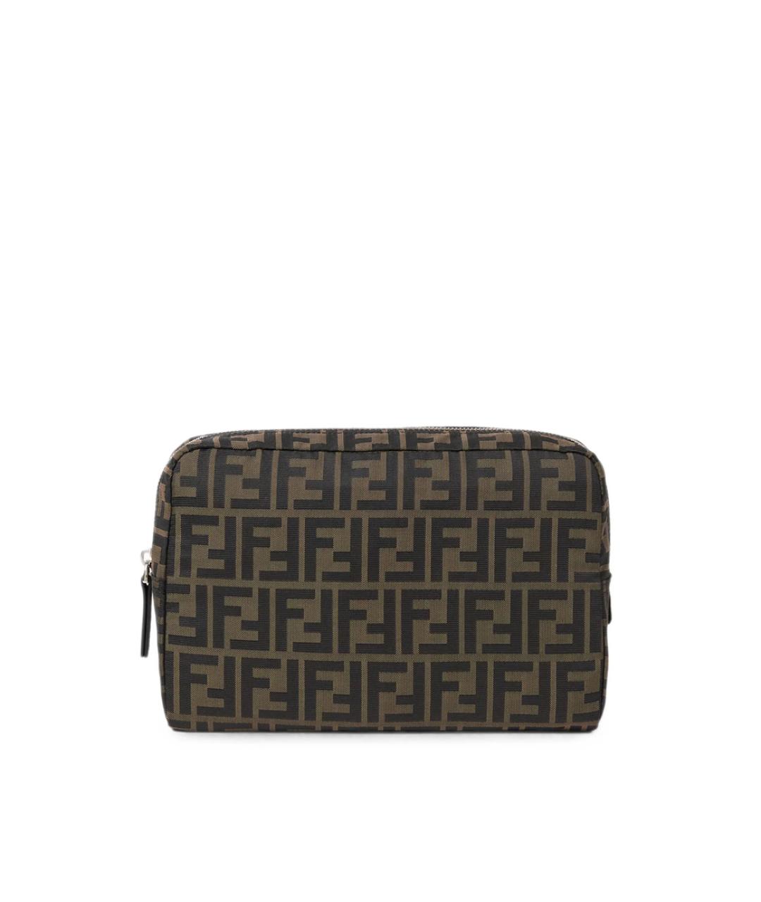 FENDI Коричневая тканевая косметичка, фото 1