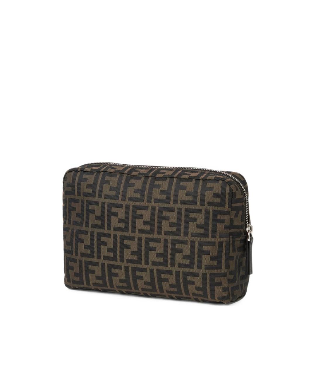 FENDI Коричневая тканевая косметичка, фото 2