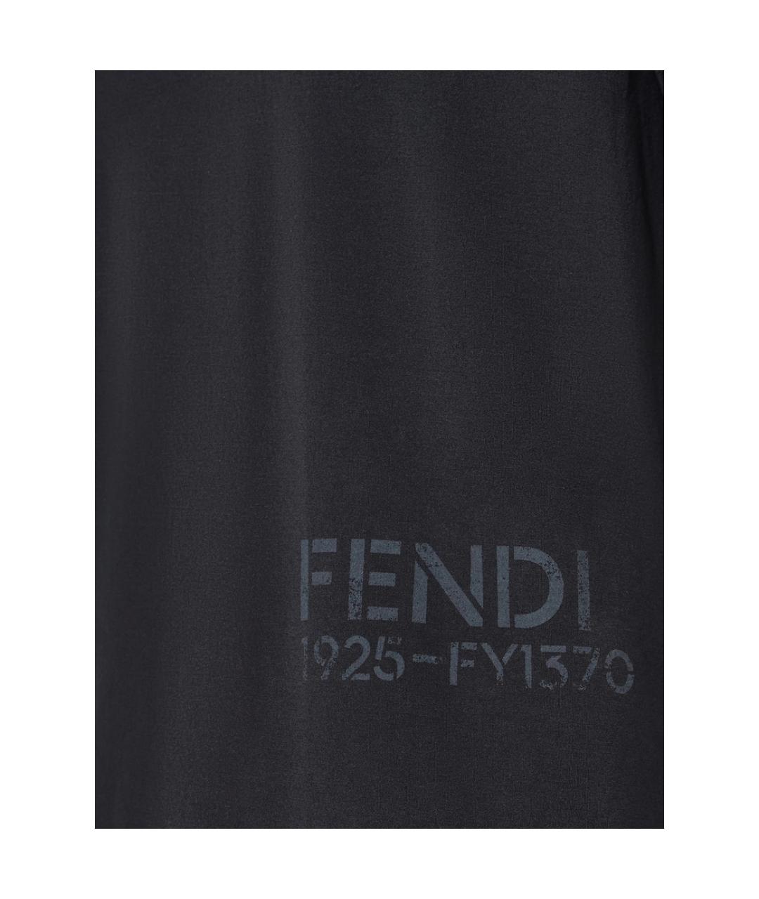 FENDI Черная хлопковая футболка, фото 3