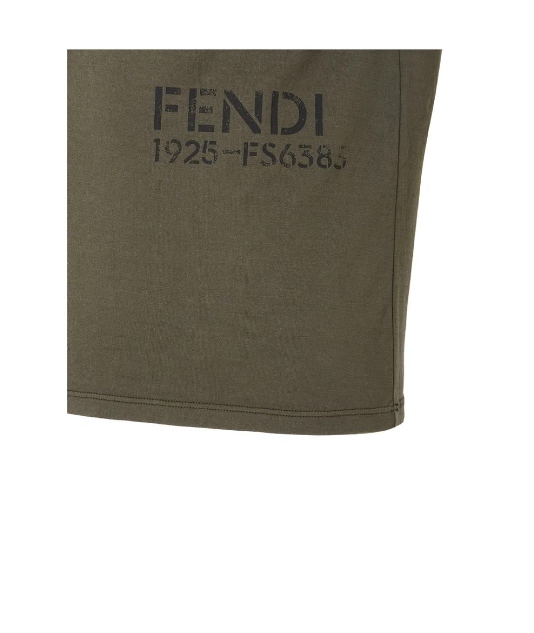 FENDI Зеленая хлопковая футболка, фото 3