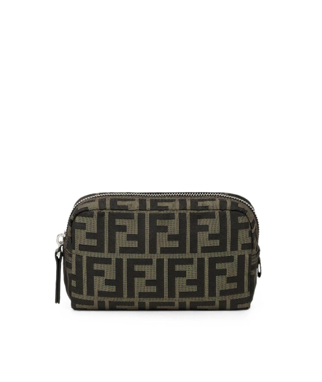 FENDI Коричневая тканевая косметичка, фото 1