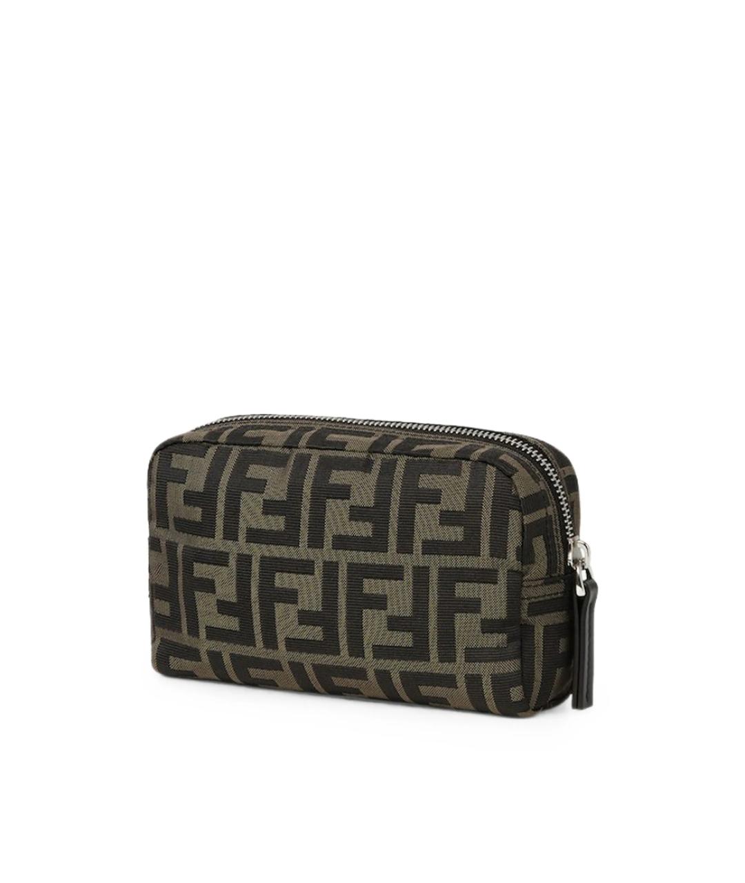 FENDI Коричневая тканевая косметичка, фото 3