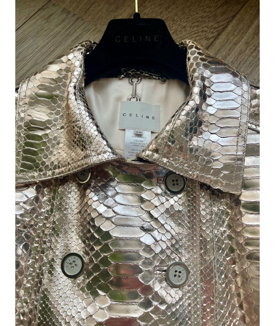 CELINE Золотой тренч/плащ из кожи питона, фото 4