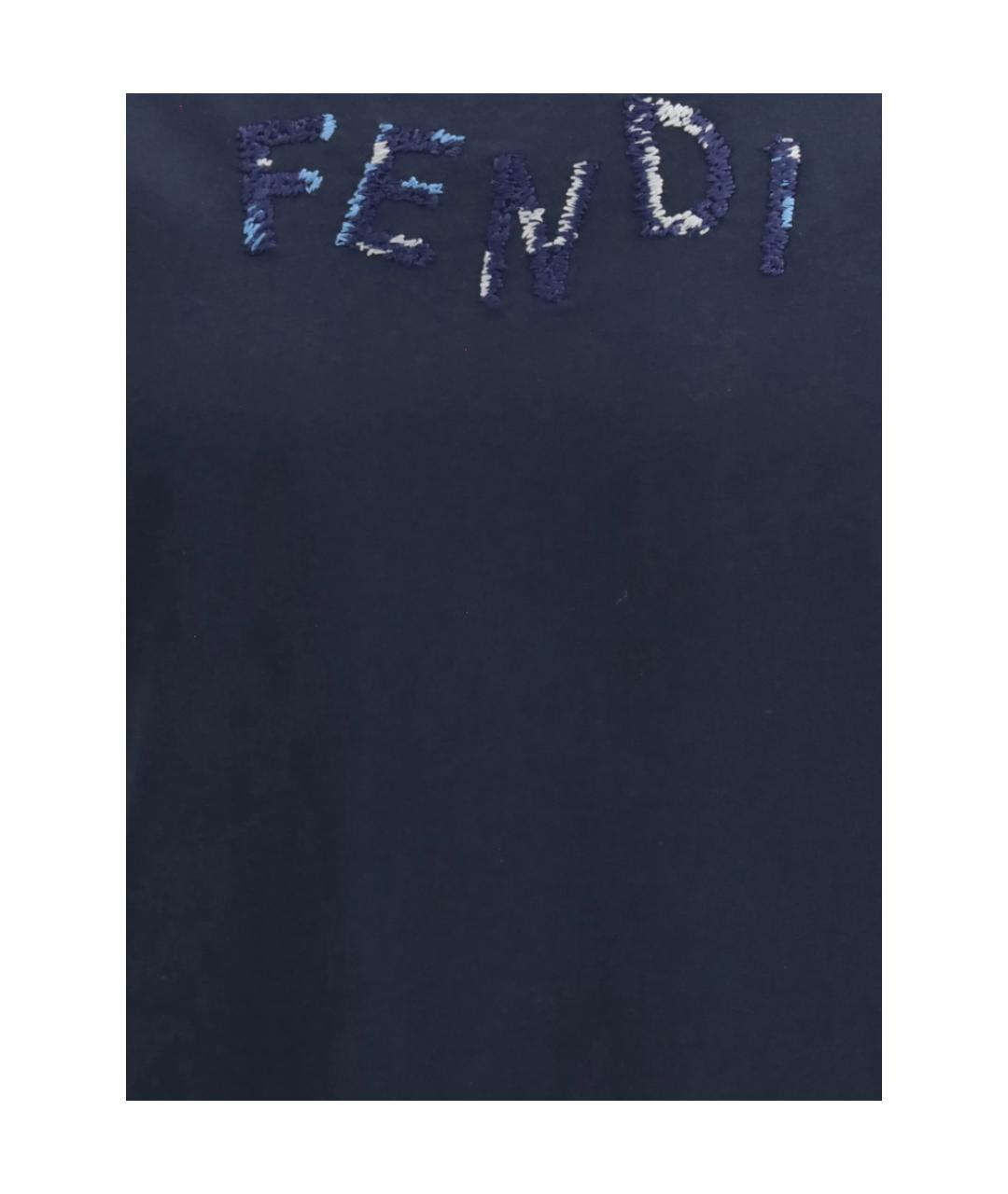 FENDI Синяя хлопковая футболка, фото 3