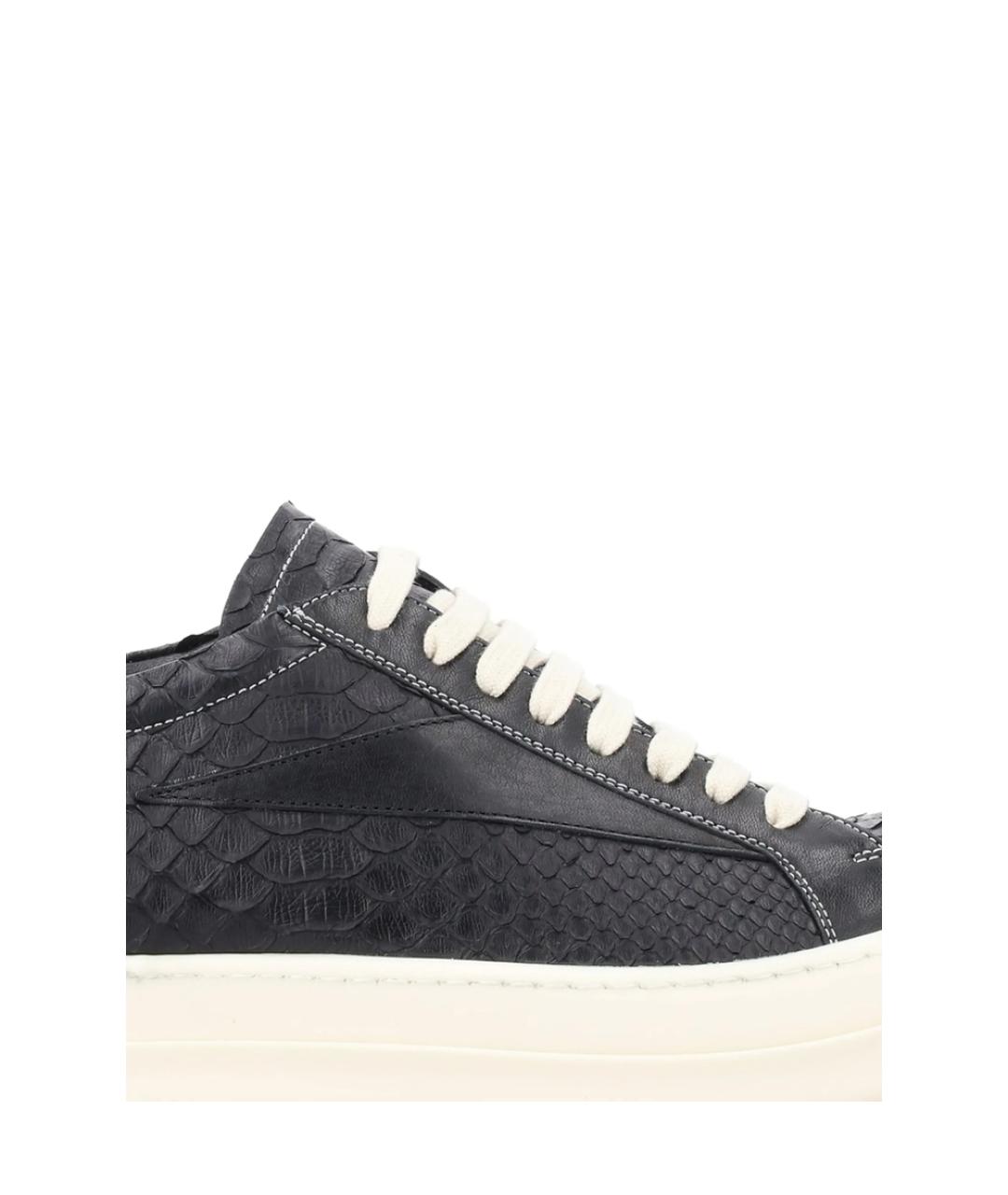 RICK OWENS Черные низкие кроссовки / кеды из кожи питона, фото 2