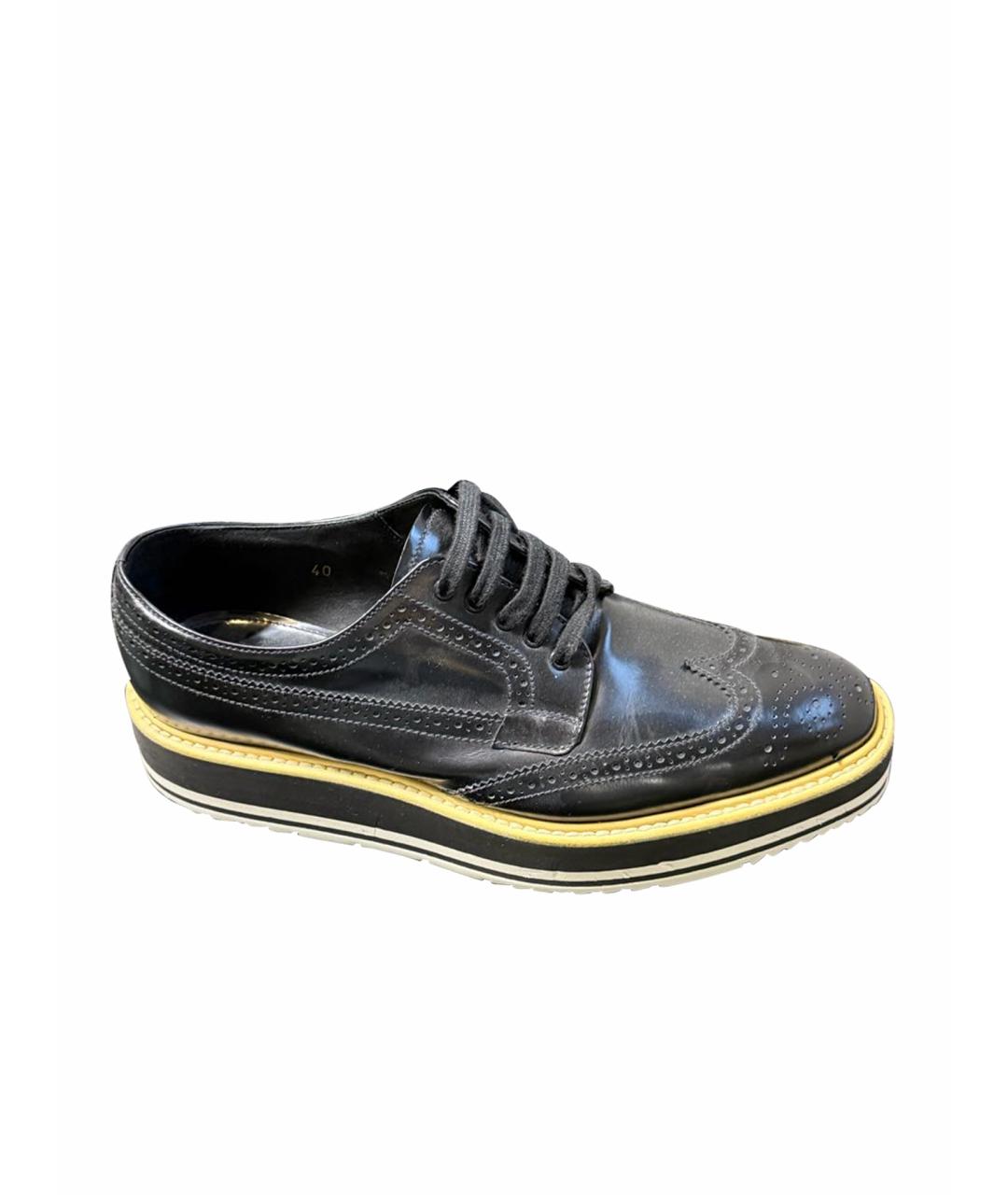 PRADA Черные кожаные брогги и оксфорды, фото 1