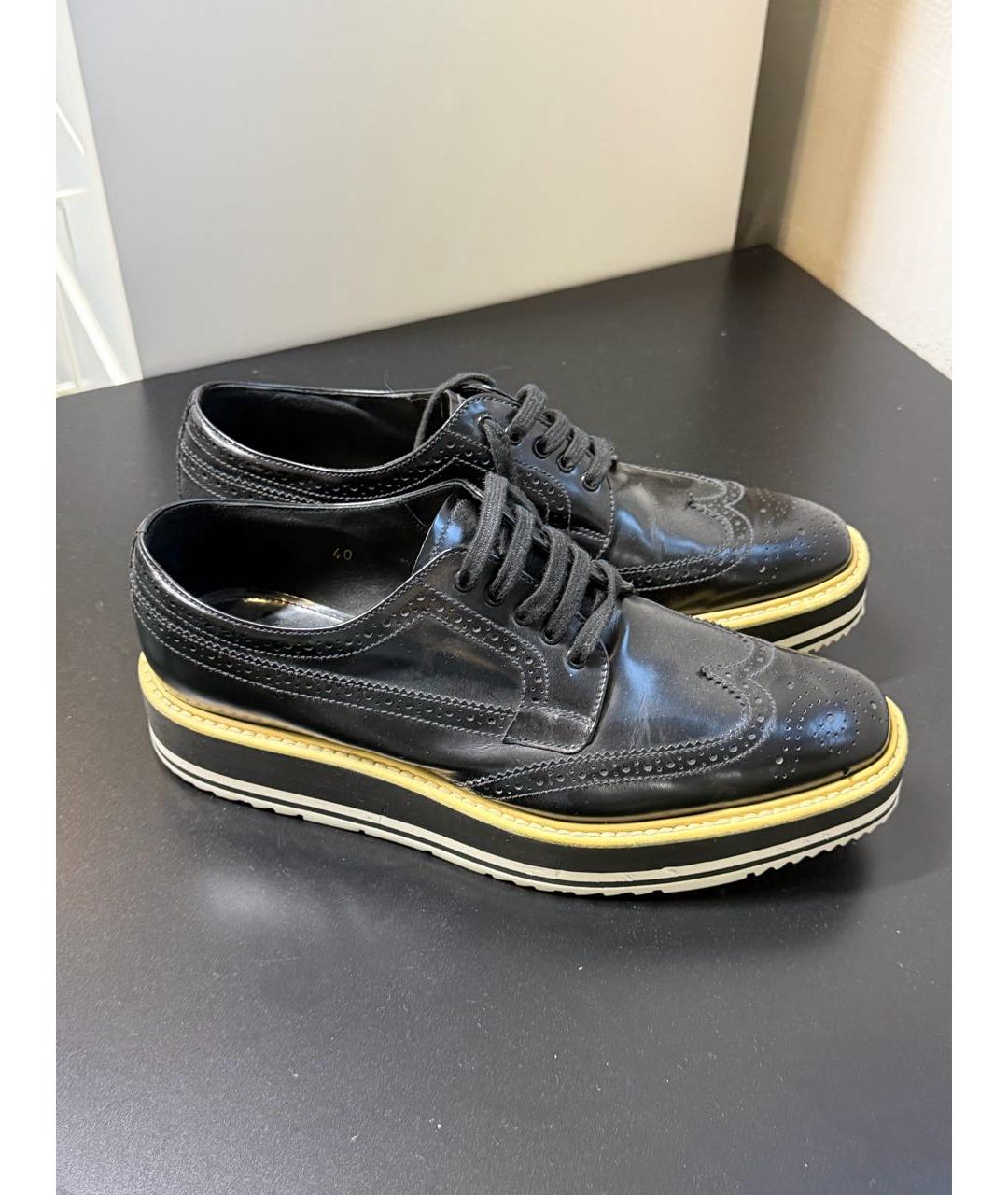 PRADA Черные кожаные брогги и оксфорды, фото 5