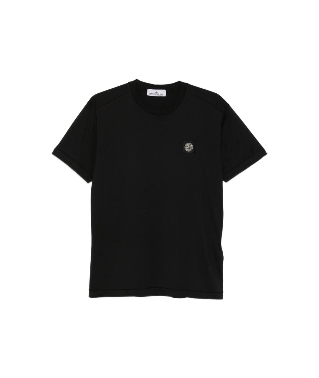 STONE ISLAND Черная хлопковая футболка, фото 1