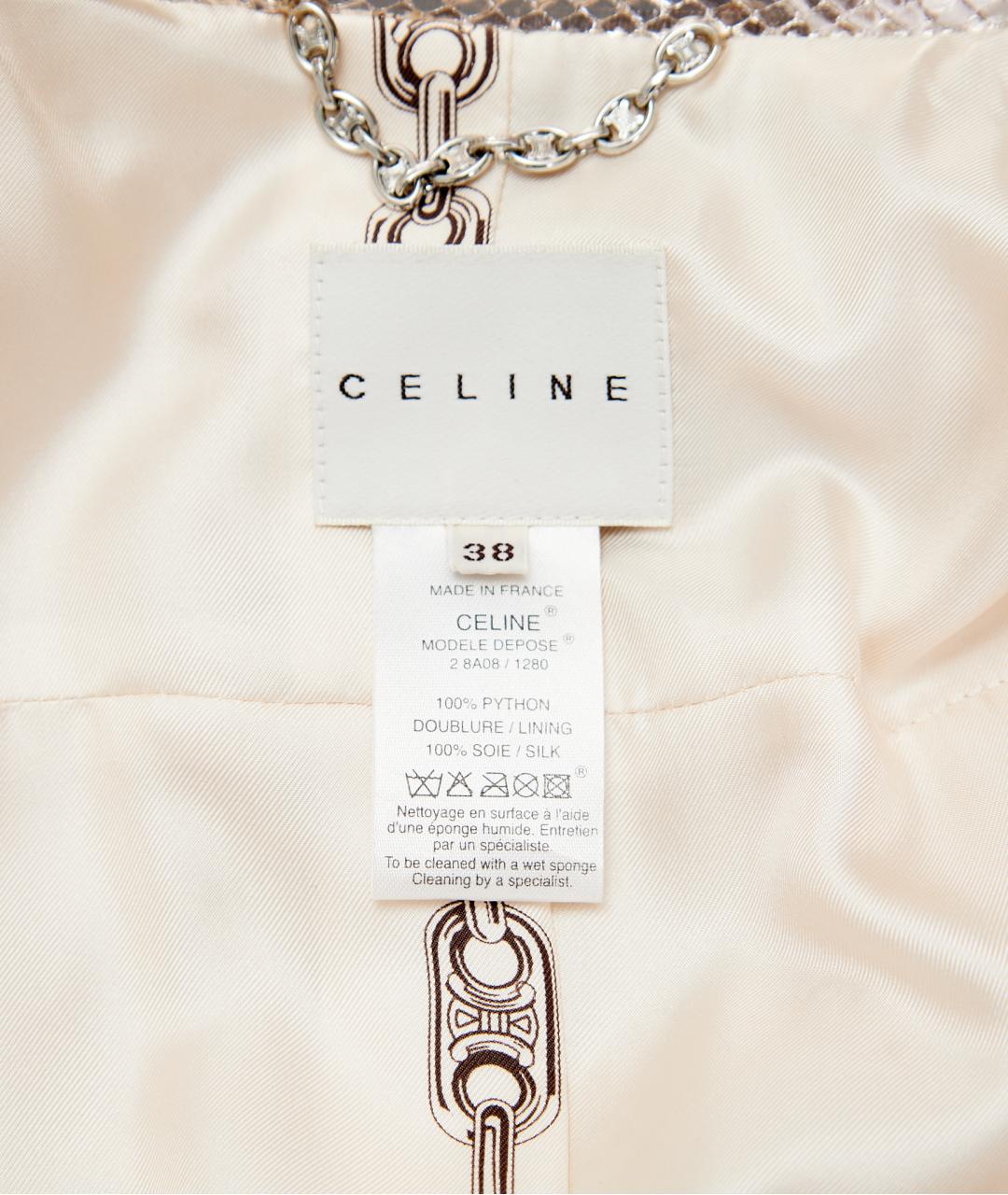 CELINE Серебряный тренч/плащ из кожи питона, фото 3