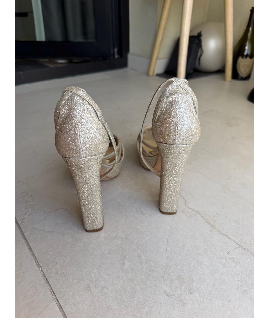 JIMMY CHOO Золотые кожаные босоножки, фото 4