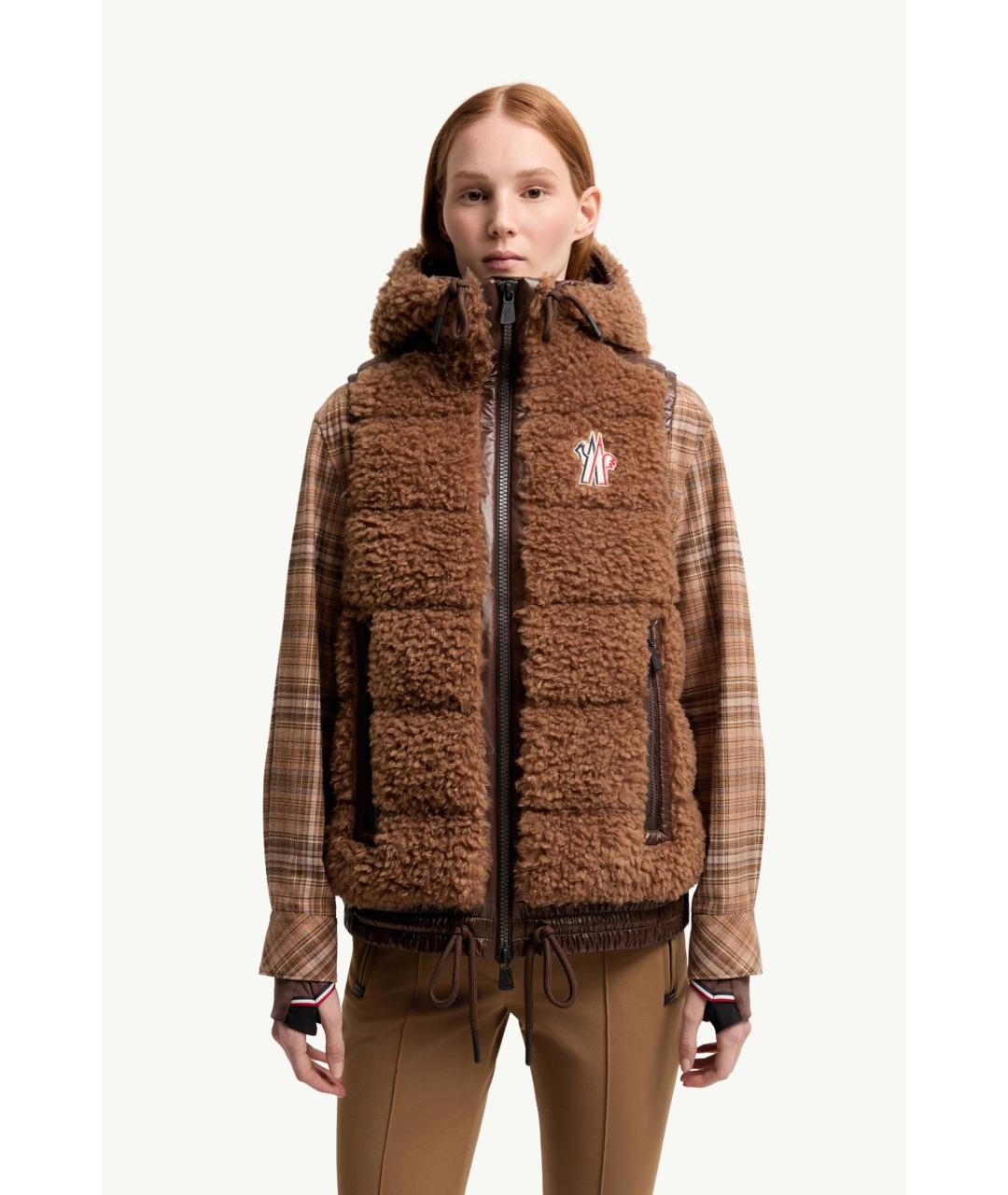 MONCLER Коричневый полиэстеровый жилет, фото 3
