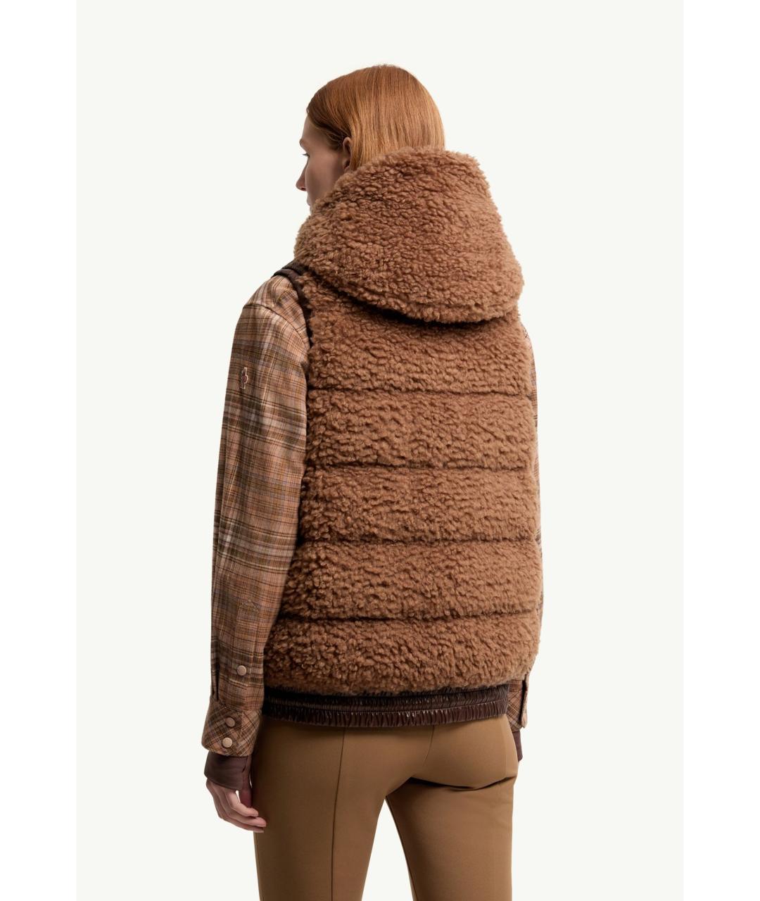 MONCLER Коричневый полиэстеровый жилет, фото 4