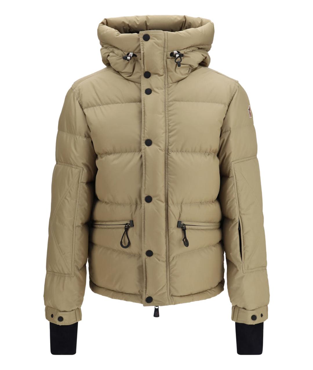 MONCLER Бежевый полиамидовый пуховик, фото 1