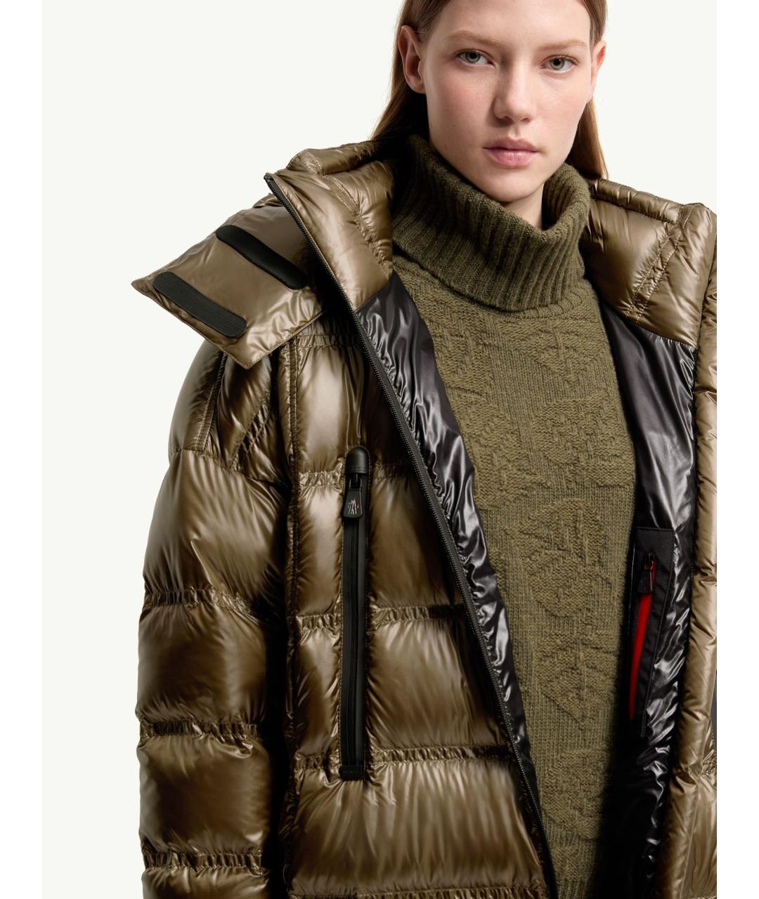 MONCLER Зеленое полиамидовое пальто, фото 6