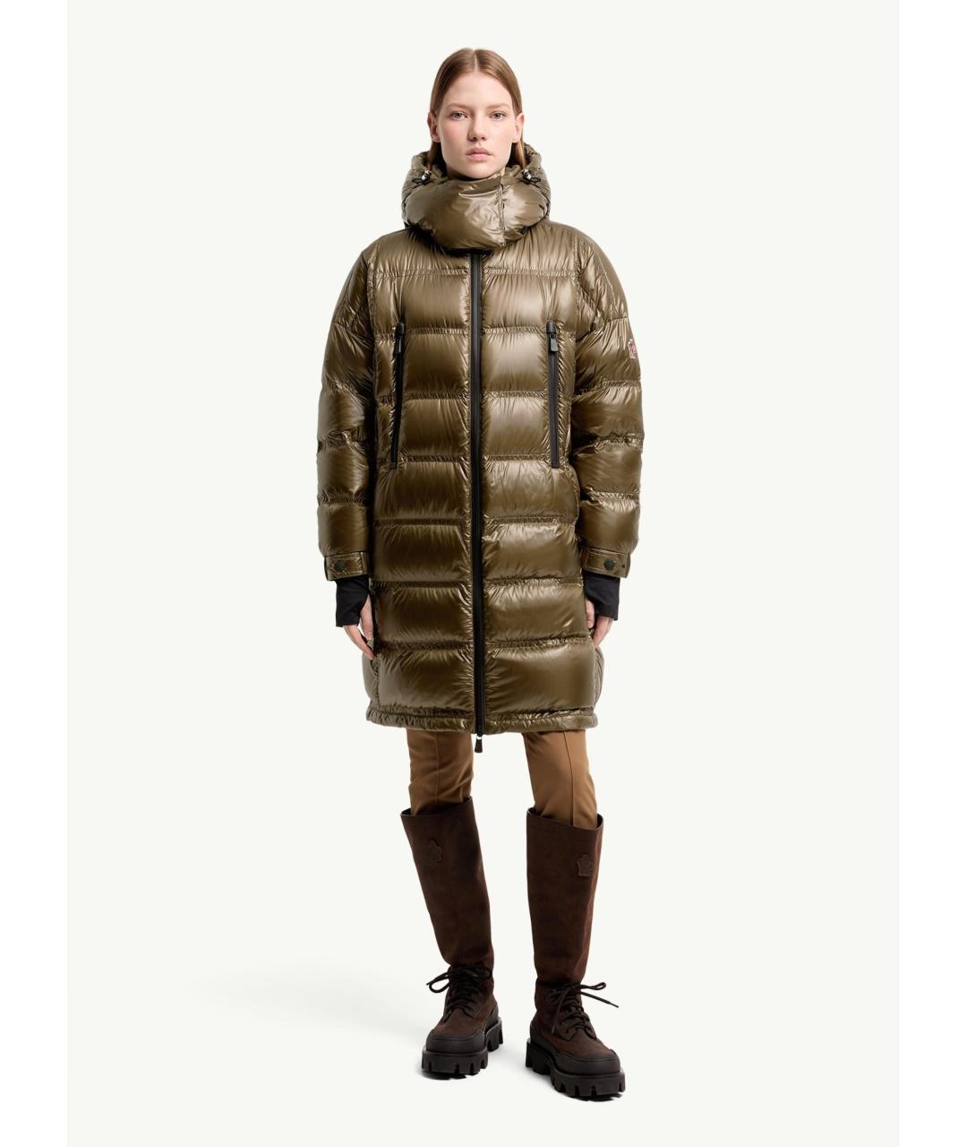 MONCLER Зеленое полиамидовое пальто, фото 3