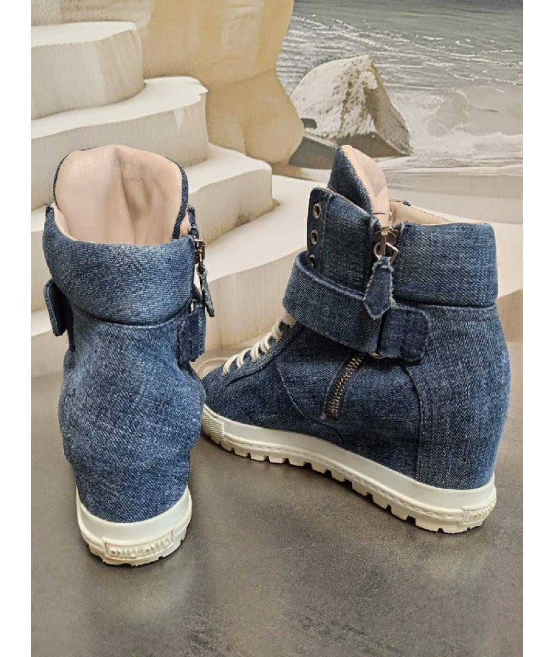 MIU MIU Синие текстильные кроссовки, фото 3