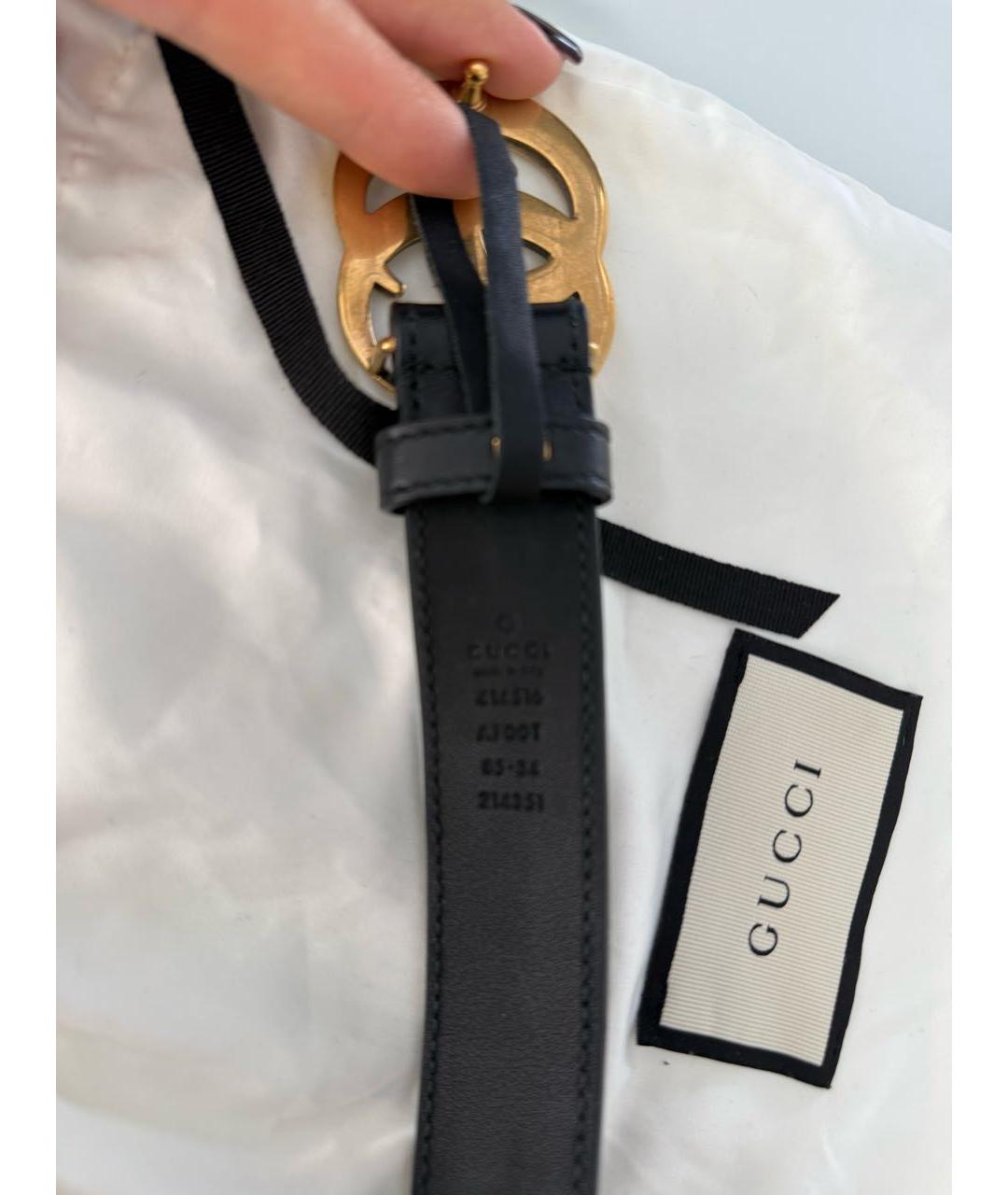 GUCCI Черный кожаный ремень, фото 4